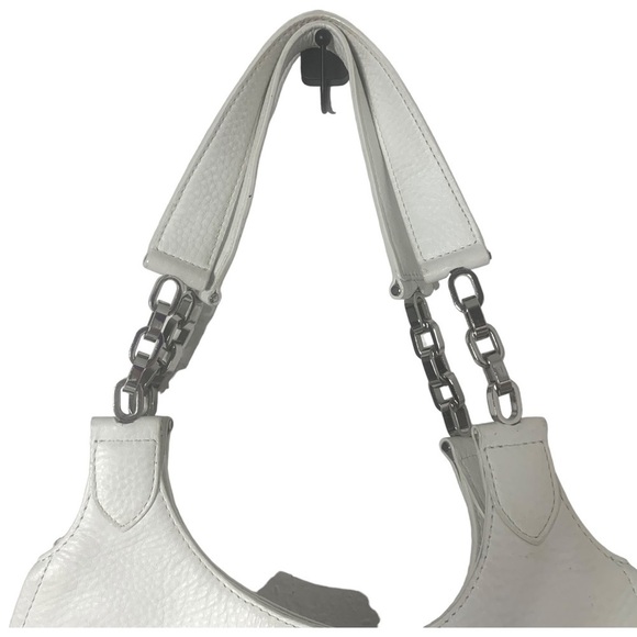 White Genuine Leather Brooks Brothers Tassel Zipper Gusset Handbag - Picture 10 of 16